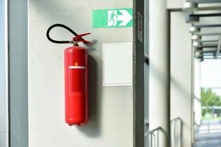Fire Extinguisher and Emergency Signage in Hospital