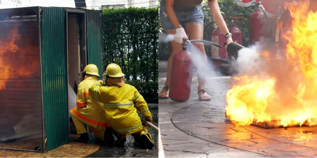 Conducting a fire drill in various settings